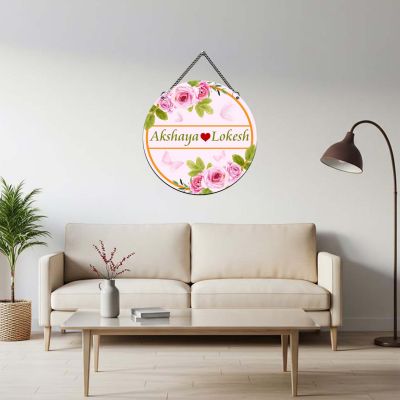 Personalized Couple Name Plate Decorative Rose Art for Bedroom & Living Room & Home Entrance  Couple Door Name Plate Gift For Birthday & Anniversary